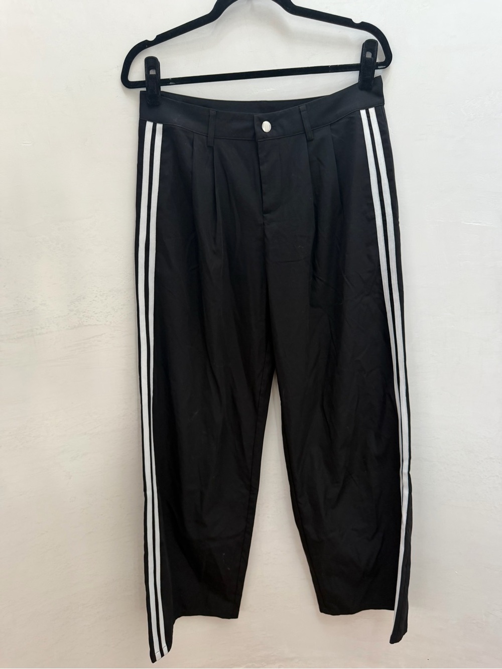 superdown Black Jogger Pants with White Side Stripes